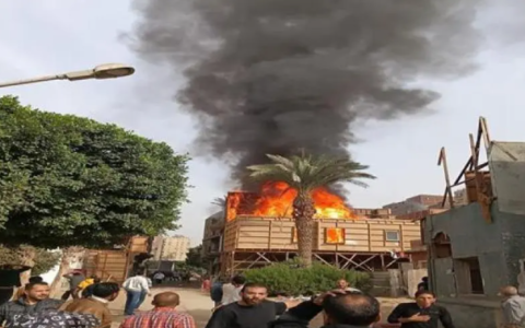 حريق هائل في استديو مصر.. النيران تلتهم موقع تصوير مسلسل “الكينغ”