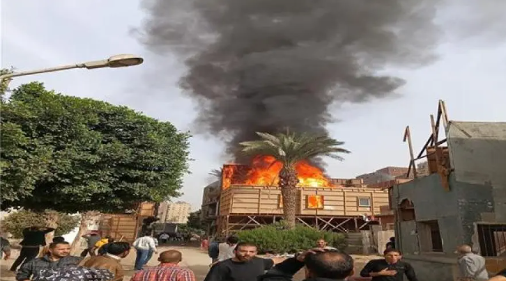 حريق هائل في استديو مصر.. النيران تلتهم موقع تصوير مسلسل “الكينغ”